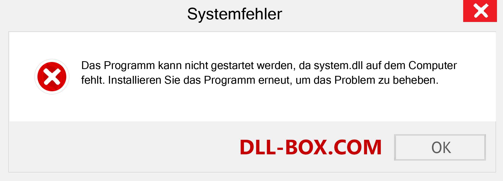 system.dll-Datei fehlt?. Download für Windows 7, 8, 10 - Fix system dll Missing Error unter Windows, Fotos, Bildern